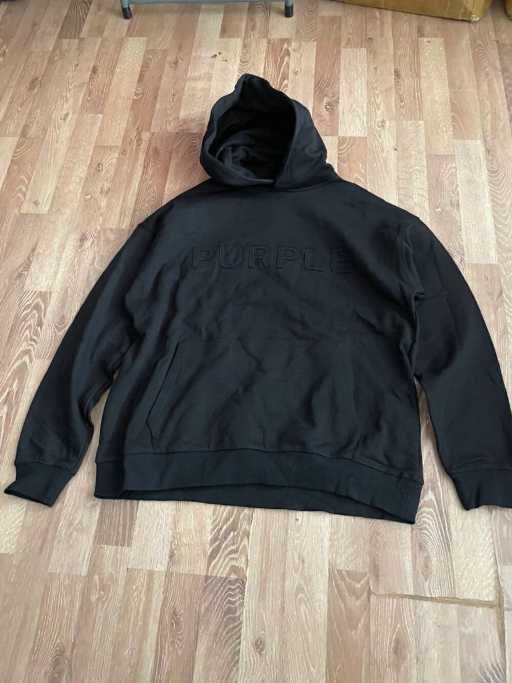 Purple Brand Black Heavyweight Fleece Hoodie Tonal Logo New Tags XL Oversized